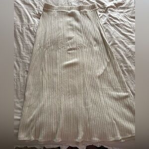 Cream Pleated Maxi Skirt